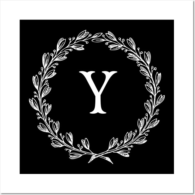 Beautiful Letter Y Alphabet Initial Monogram Wreath Wall Art by anonopinion